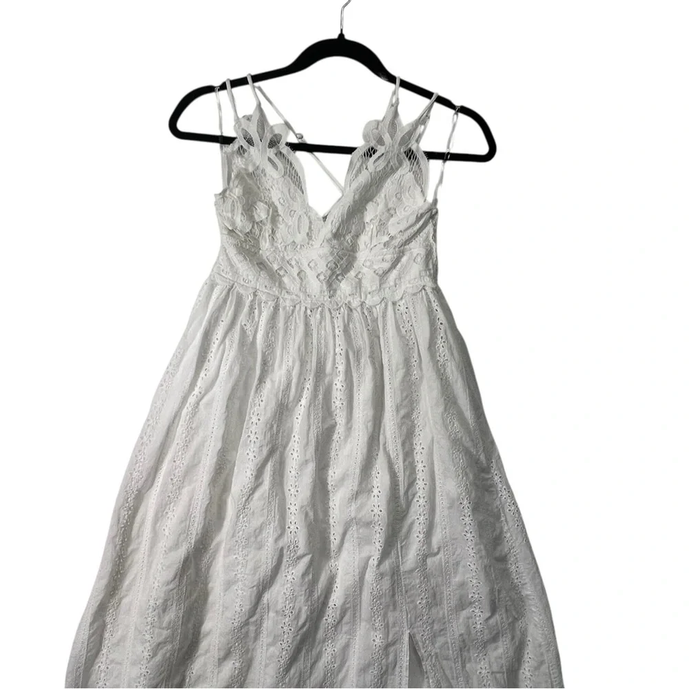 Large Three bird nest white lace bohemian dress work pockets - Picture 3 of 13